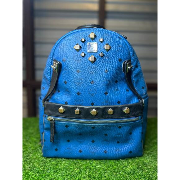 MCM Blue Rockstud Backpack - Picture 1 of 7